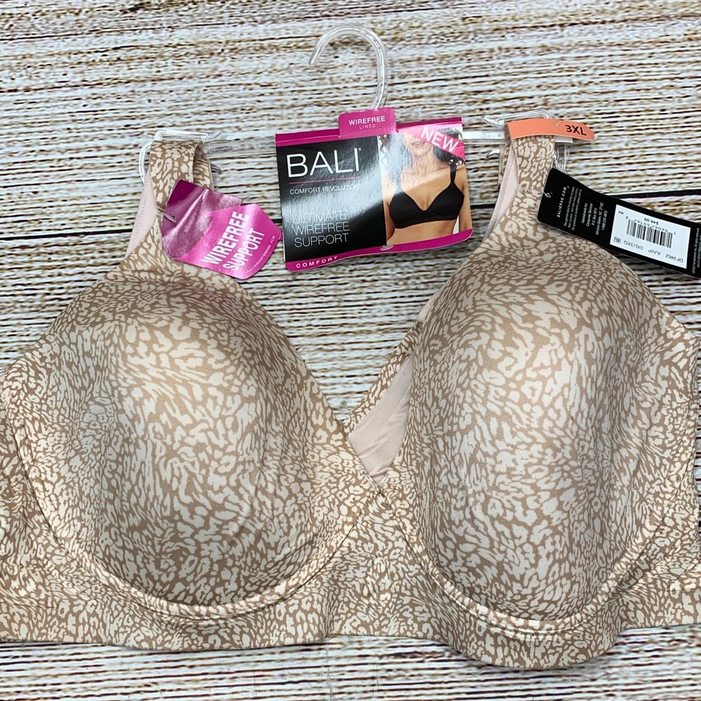 Bali Comfort Revolution Wirefree Bra DF3462 Animal Print‎ [3XL/3XG] NWT